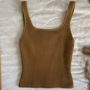 Babaton Sculpt Knit Long Tank in Caramel